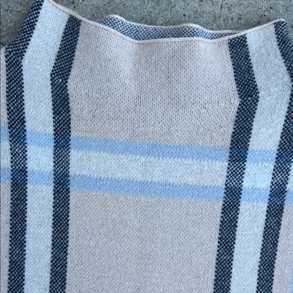 Tahari Blue and Gray Plaid Turtleneck Sweater - Picture 6 of 6